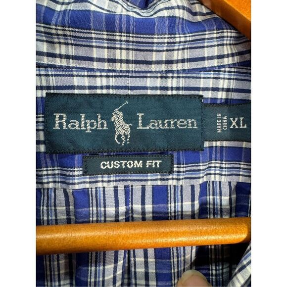 Ralph Lauren Men's Size XL Blue/White/ Black  Plaid Long Sleeve Button-Up Shirt - Picture 3 of 11
